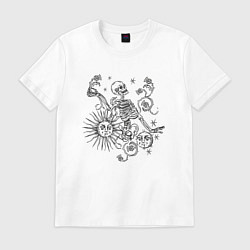 Футболка хлопковая мужская Thistle skeleton, цвет: белый