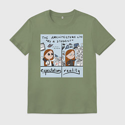 Футболка хлопковая мужская Учеба архитектора, цвет: авокадо