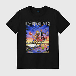 Футболка хлопковая мужская Iron Maiden rock band, цвет: черный