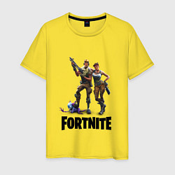 Футболка хлопковая мужская Fortnite PVE, цвет: желтый