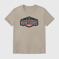 Футболка хлопковая мужская Добро пожаловать в Будапешт, цвет: миндальный