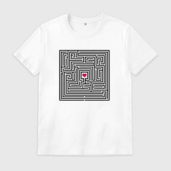 Футболка хлопковая мужская Сердце в лабиринте, цвет: белый