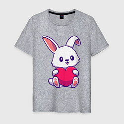Футболка хлопковая мужская Heart rabbit, цвет: меланж