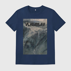 Футболка хлопковая мужская Vladislav горы, цвет: тёмно-синий