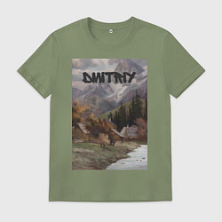 Футболка хлопковая мужская Dmitriy деревушка, цвет: авокадо