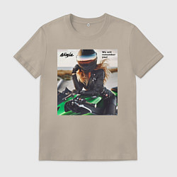 Мужская футболка Девушка на мотоцикле Kawasaki ninja- память