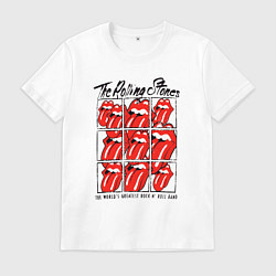 Футболка хлопковая мужская The Rolling Stones greatest band, цвет: белый