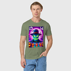 Футболка хлопковая мужская Minecraft and halloween collaboration - neon glow, цвет: авокадо — фото 2