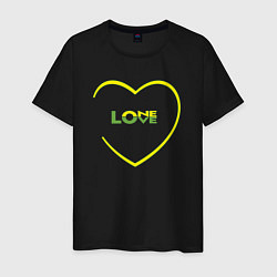 Футболка хлопковая мужская Сердце в цветах флага Ямайки - one love Боб Марли, цвет: черный