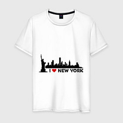 Футболка хлопковая мужская I love New York, цвет: белый