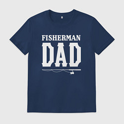 Футболка хлопковая мужская Рыбак папа, цвет: тёмно-синий