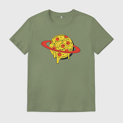 Футболка хлопковая мужская Пицца Сатурн, цвет: авокадо