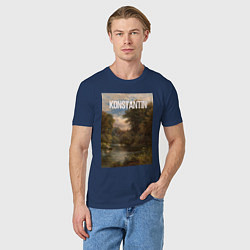 Футболка хлопковая мужская Konstantin озеро в лесу, цвет: тёмно-синий — фото 2