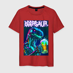 Футболка хлопковая мужская Neon cyber beersaur - neon glow fantasy, цвет: красный