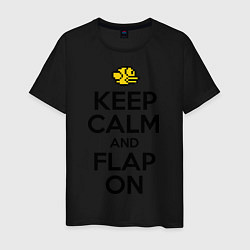 Футболка хлопковая мужская Keep Calm & Flap On, цвет: черный