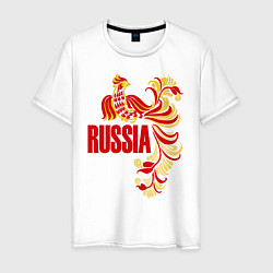 Футболка хлопковая мужская Russia, цвет: белый