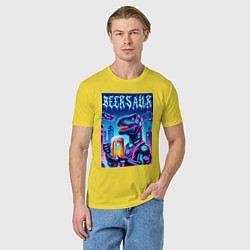 Футболка хлопковая мужская Кибер пивозавр из будущего - нейроарт, цвет: желтый — фото 2