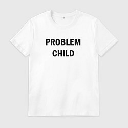 Футболка хлопковая мужская Problem child, цвет: белый