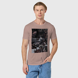 Футболка хлопковая мужская Волки коллаж, цвет: пыльно-розовый — фото 2