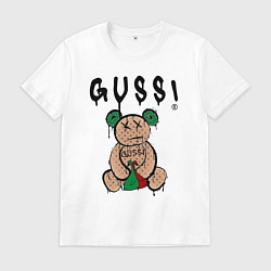 Футболка хлопковая мужская Гусси - мишка, гуси, цвет: белый