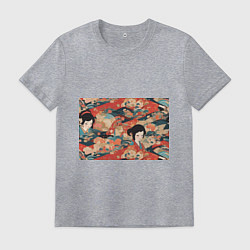 Мужская футболка Японский орнамент с девушкой