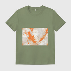 Мужская футболка Оранжевая краска на белом