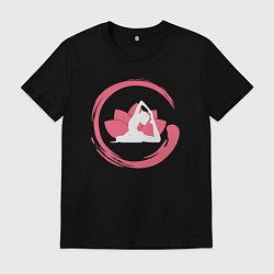 Футболка хлопковая мужская Йога и лотос, цвет: черный