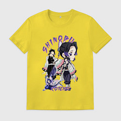 Футболка хлопковая мужская Клинок рассекающий демонов Шинобу Кочо столп, цвет: желтый