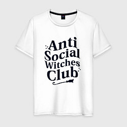 Футболка хлопковая мужская Anti social witches club, цвет: белый