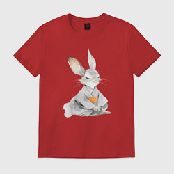 Футболка хлопковая мужская Кролик в кимоно, цвет: красный
