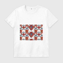 Мужская футболка Узор красно-синий на белом фоне