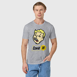 Футболка хлопковая мужская Vault boy - covid 19, цвет: меланж — фото 2