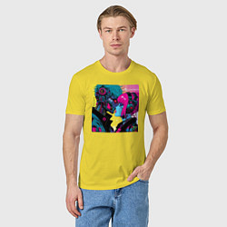 Футболка хлопковая мужская Cyber love - pop art fantasy, цвет: желтый — фото 2