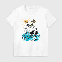 Футболка хлопковая мужская Остров черепа, цвет: белый