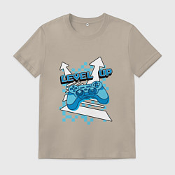 Футболка хлопковая мужская Повышая уровень, цвет: миндальный