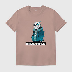 Футболка хлопковая мужская Андертайл Санс горящий глаз, цвет: пыльно-розовый