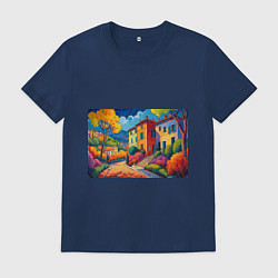 Мужская футболка Живопись яркие домики фовизм