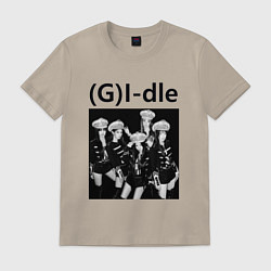 Футболка хлопковая мужская G I-dle группа в стиле империи, цвет: миндальный