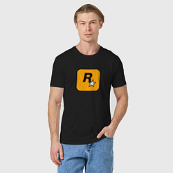 Футболка хлопковая мужская Rockstar logo, цвет: черный — фото 2