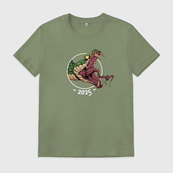 Футболка хлопковая мужская Зелёная змея символ 2025 года, цвет: авокадо