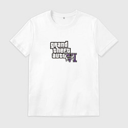 Футболка хлопковая мужская Grand Theft Auto 6 vice city logo, цвет: белый