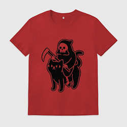 Футболка хлопковая мужская Жнец и его кот, цвет: красный