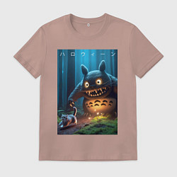 Мужская футболка Тоторо вспугнул кота в ночь на хэллоуин - фантазия
