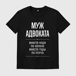 Футболка хлопковая мужская Муж адвоката горы по плечо, цвет: черный