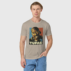 Футболка хлопковая мужская Tupac - all eyez on me, цвет: миндальный — фото 2