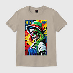 Футболка хлопковая мужская Girl witch - pop art, цвет: миндальный