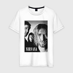 Футболка хлопковая мужская Nirvana rock band black, цвет: белый