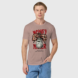 Футболка хлопковая мужская Money maker hands, цвет: пыльно-розовый — фото 2