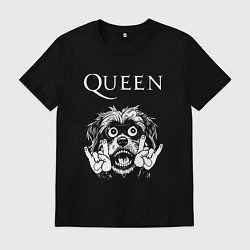 Футболка хлопковая мужская Queen rock dog, цвет: черный
