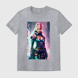 Футболка хлопковая мужская Cool cyberpunk Barbie - ai art fantasy, цвет: меланж